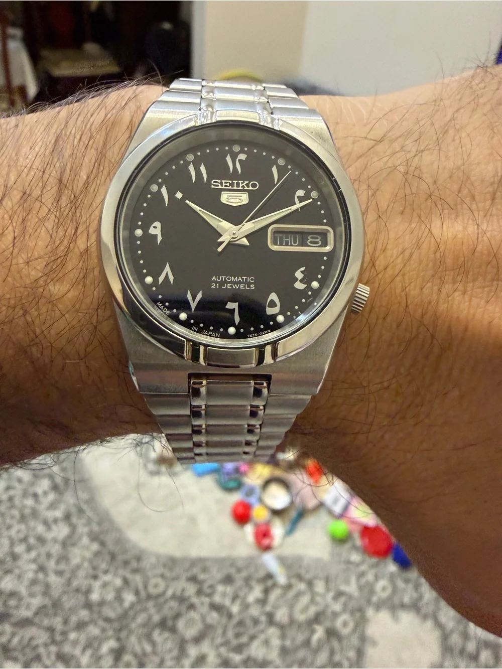 Seiko 5 Automatic Arabic Dial Black Mens Watch SNK063J5 7S26-01H0 Made in Japan